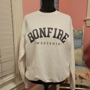 Bonfire Sublimation Graphic Print Long Sleeve White Sweatshirt